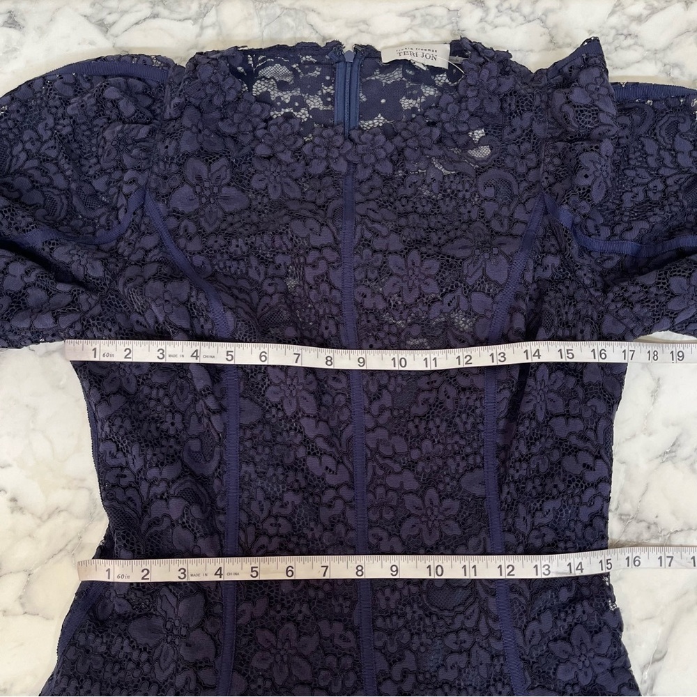 Teri Jon Rickie Freeman Balloon-Sleeve Floral Lace Cocktail Dress - Picture 10 of 16